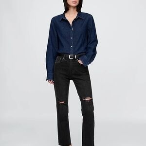 GAP High Rise Vintage Slim Jeans • Black/Gray • 29/29 • Distressed